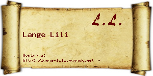 Lange Lili névjegykártya